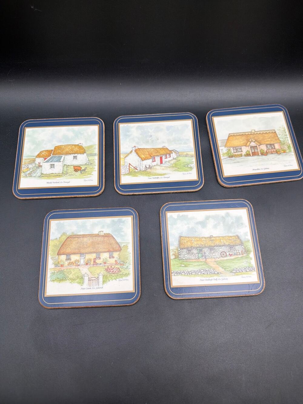 Vintage 1993 Pimpernel Irish Heritage Coasters Set 5 Roisin O’Shea Cork Back